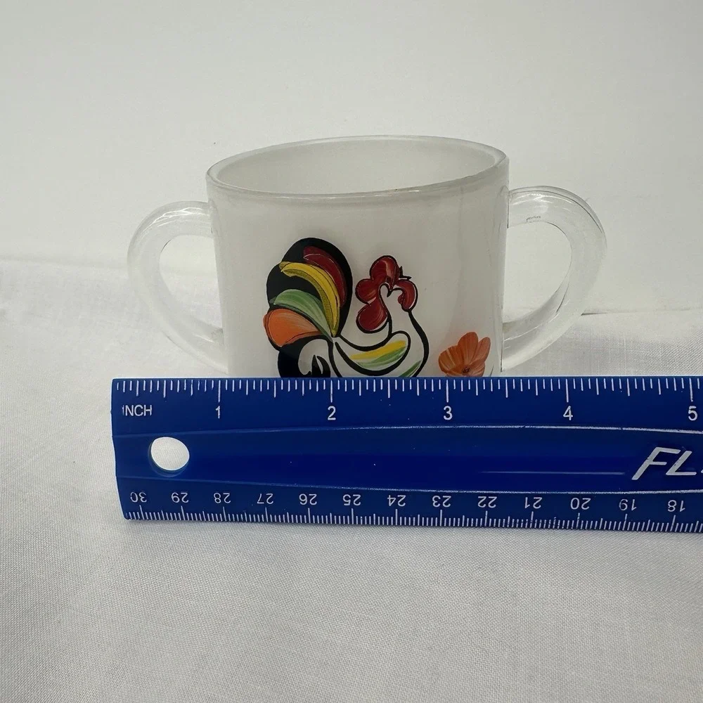 Vintage Bartlett Collins Rooster Handpainted Glass Sugar‎ Bowl Only 1950's